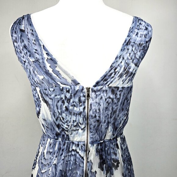 Milly Blue White Silk Watercolor Paisley Painting Grecian Mini Dress - Picture 6 of 12